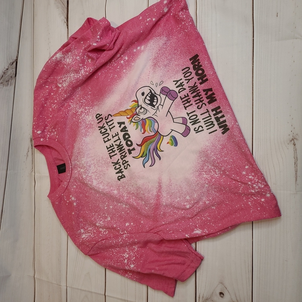Unicorn Inappropriate Sublimation bleached shirt